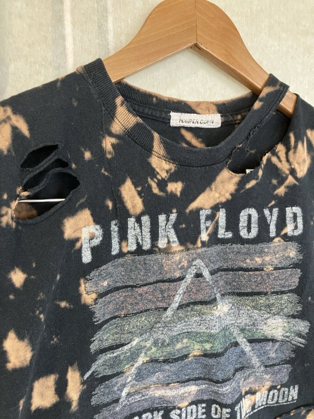Womens Pink Floyd Dark Side Of The Moon Crop Distressed Cotton T-Shirt S/M - Picture 4 of 5